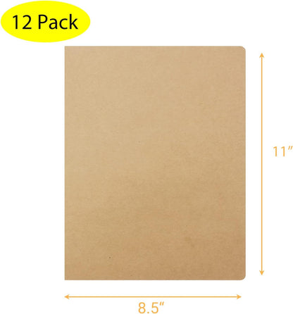 zmybcpack 12 Pack 8.5x11 inch Large Lined Notebook Journals Bulk, 32 sheets / 64 Pages, Sketchbook Composition Notebook Journals Subject Notebooks Planner for College Students Office