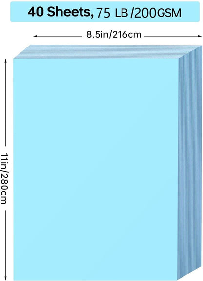 White Cardstock 8.5 x 11, 40 Sheets Card Stock, 75 LB/200 GSM Thick Copy Paper, Cardstock Printer Paper for School & Office Supplies, Art, Watercolo, Craft, Drawing, Invitations, Menus, DIY Cards