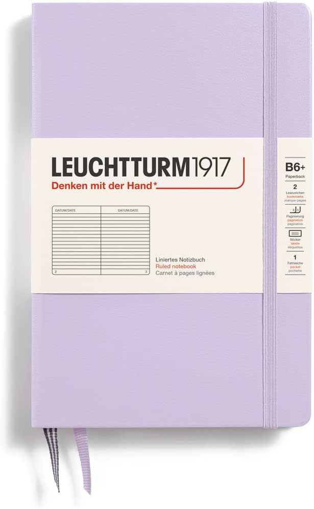 LEUCHTTURM1917 - Notebook Hardcover Paperback B6+ - 219 Numbered Pages for Writing and Journaling (Stone Blue, Ruled)
