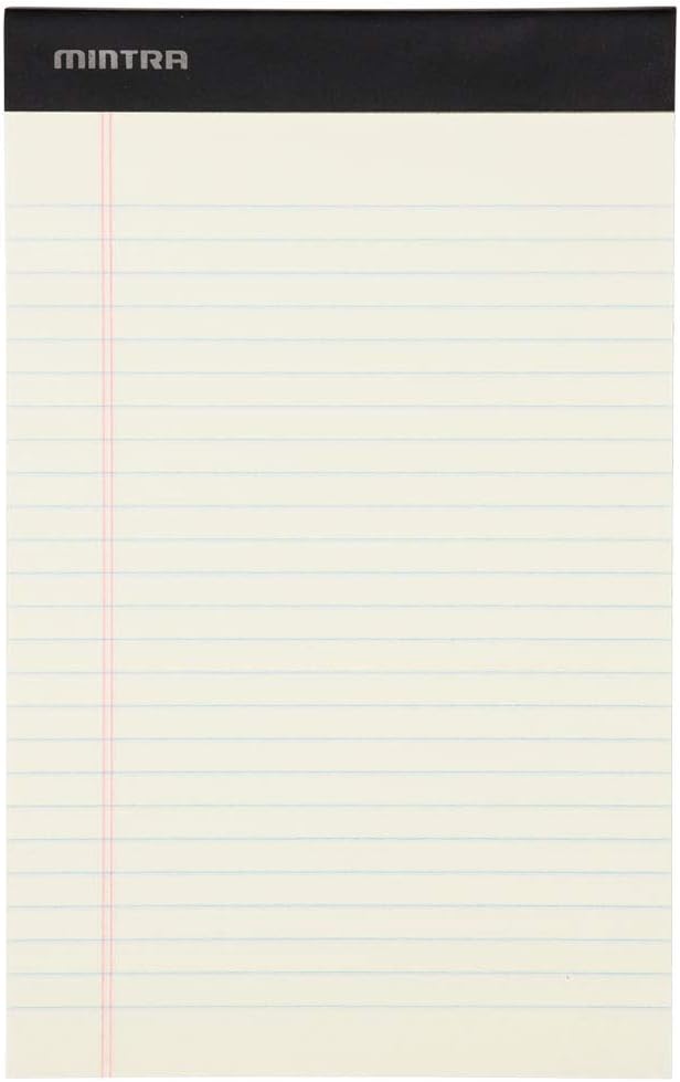 Mintra Office Colorful Legal Pads - Includes 2 Blue, 2 Pink, and, 2 Green Writing Pads, Micro Perforated Lined Sheets, Ideal for Professional & Personal Use, 5"x8" Narrow Ruled, 6 pack Basic Pastel