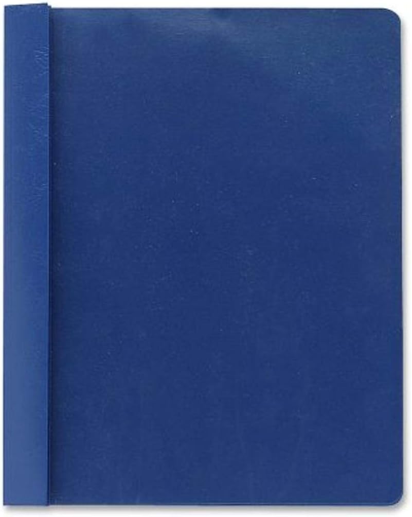 Smead Clear Front Report Cover, Three Double Tang Side Fasteners, 1/2" Capacity, Letter Size, Dark Blue, 25 per Box (87455)