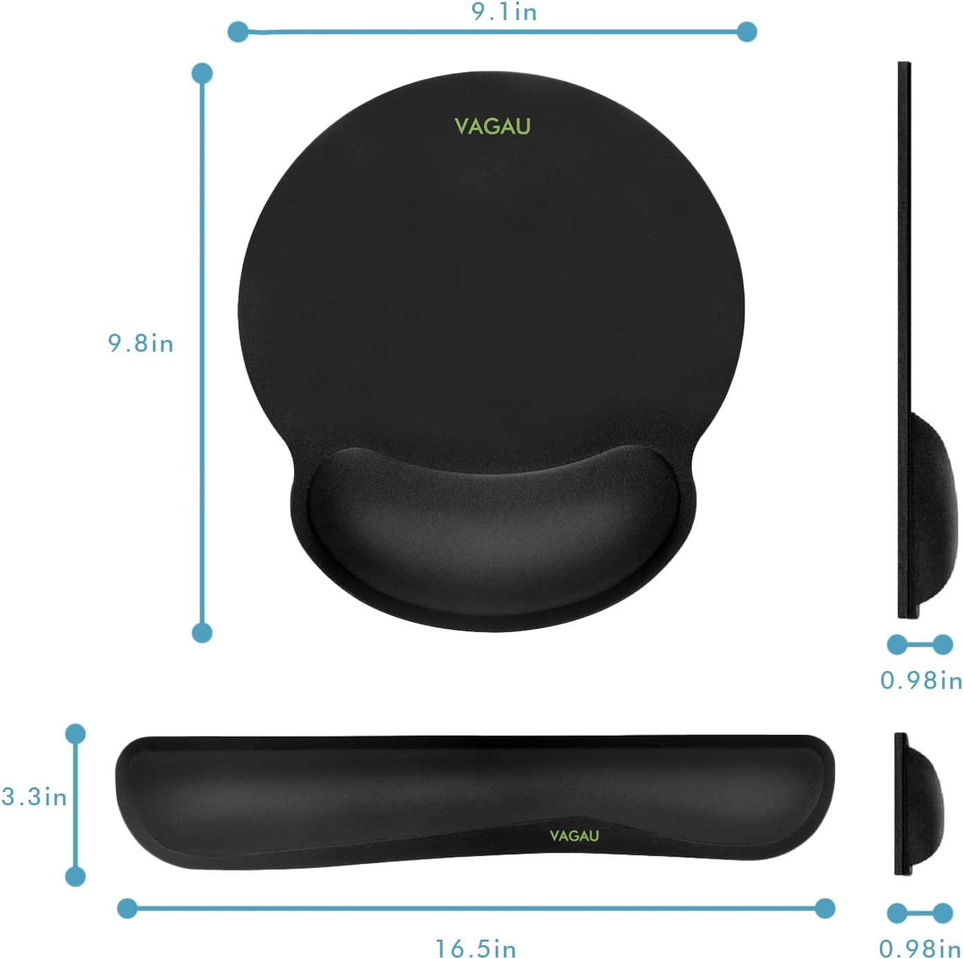 VAGAU Premium Keyboard Wrist Rest and Mouse Pad Wrist Support, Ergonomic Memory Foam Set for Office, Laptop, Mac, Computer and Gaming, Comfortable Typing &Wrist Pain Relief (2 Pack)