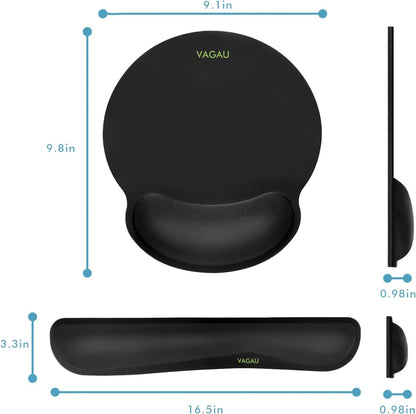 VAGAU Premium Keyboard Wrist Rest and Mouse Pad Wrist Support, Ergonomic Memory Foam Set for Office, Laptop, Mac, Computer and Gaming, Comfortable Typing &Wrist Pain Relief (2 Pack)