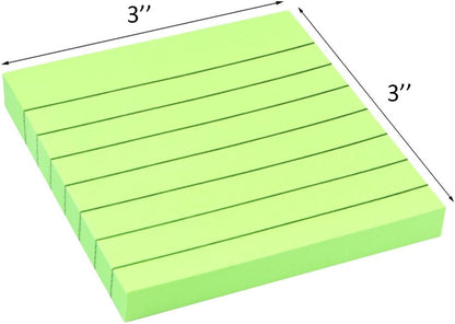 9 Pack Lined Sticky Notes 3x3 in Bright Colors Self-Stick Note Pads with Line, 9 Colors Bulk Sticky Memo Pad for School, Office, Meeting