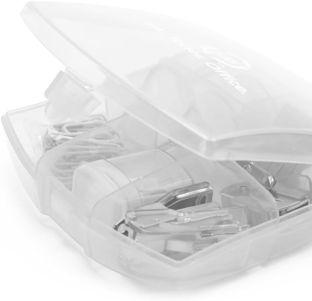 LD Products Blue Mini Office Supply Kit Portable Case with Scissors, Paper Clips, Tape Dispenser Set, Pencil Sharpener, Mini Stapler with Staples and Staple Remover