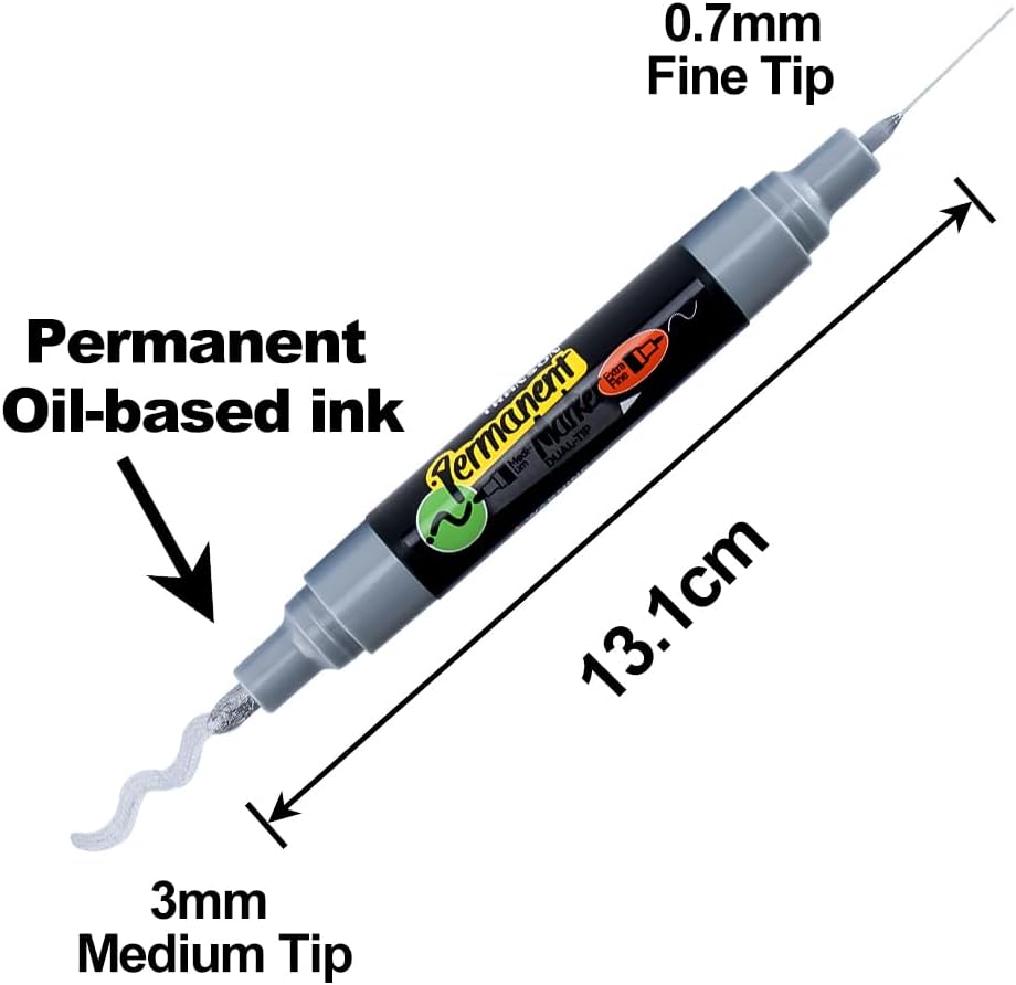 TRANSON Black and White Bold Tip and Extra Fine Tip Paint Markers Waterproof Oil Paint pen