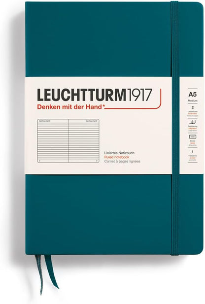 LEUCHTTURM1917 - Notebook Hardcover Medium A5-251 Numbered Pages for Writing and Journaling (Navy, Ruled)
