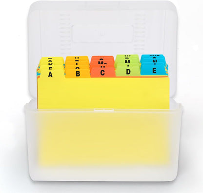 H4D Index Card Holder 3x5 Inches with 25 Plastic Dividers, Black