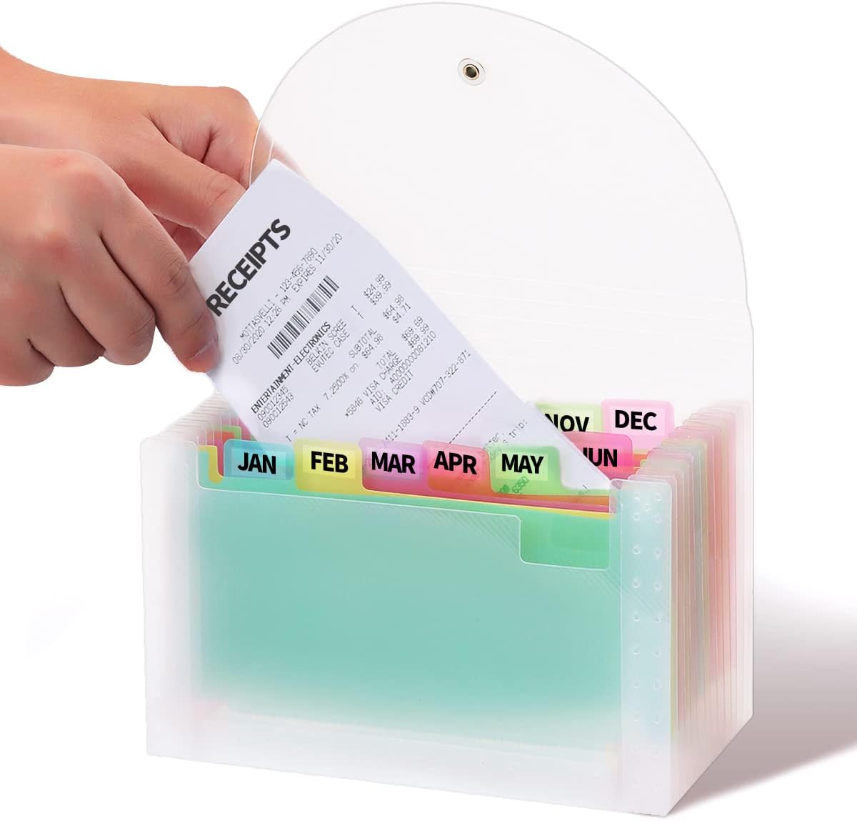 H4D Coupon Receipt Holder, 13 Pocket Accordion File Organizer, 7x4.5 Inches, Black