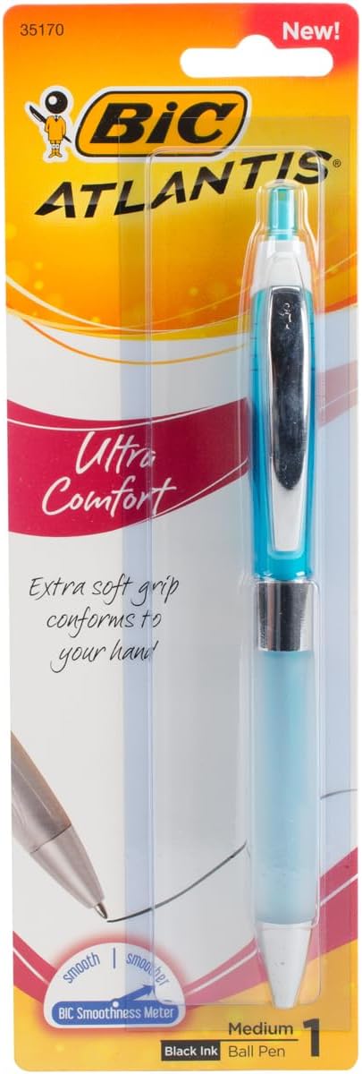 BIC Glide Ultra Comfort Retractable Ballpoint Pens, Medium Point (1.0mm), Black, Assorted Barrel Colors, 1-Count Pack
