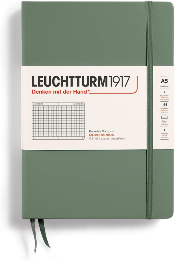LEUCHTTURM1917 - Notebook Hardcover Medium A5-251 Numbered Pages for Writing and Journaling (Navy, Ruled)