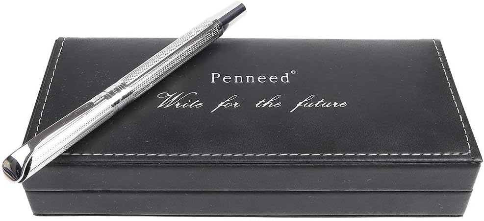 Penneed Rollerball Pen Liquid Ink Pens for Women Luxury Box Gel Pen Black Ink Fancy Pen Refillable for Executive, Office, Professional, Birthday Gift G5 (Rose Gold)