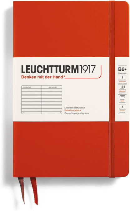 LEUCHTTURM1917 - Notebook Hardcover Paperback B6+ - 219 Numbered Pages for Writing and Journaling (Stone Blue, Ruled)