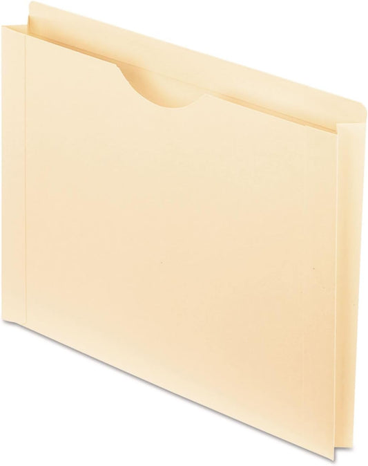 Pendaflex File Jackets, Letter Size, Manila, 2" Expansion, Reinforced Straight-Cut Tabs with Thumb Cut, 50 per Box (22200EE), Beige