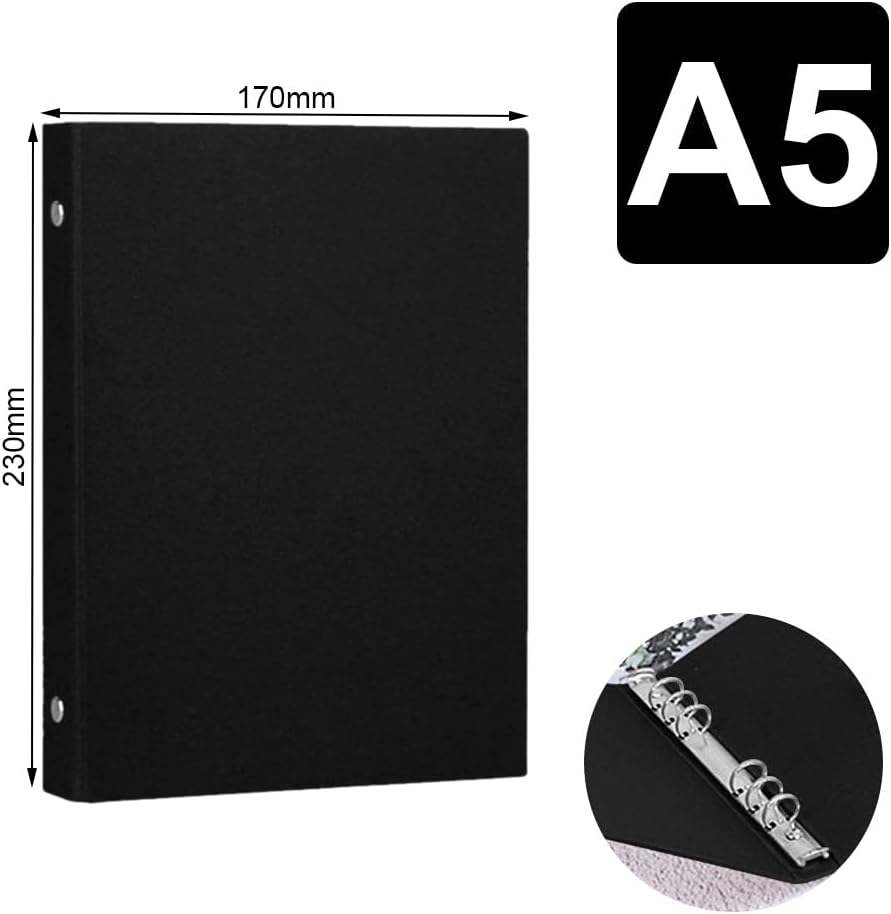 A5 Binder 6 Ring, A5 Binder, 2pcs Kraft Paper 6 Round Ring Binder Cover Protector for Journal Note Book Carrying Around Notes (A5-6Ring)