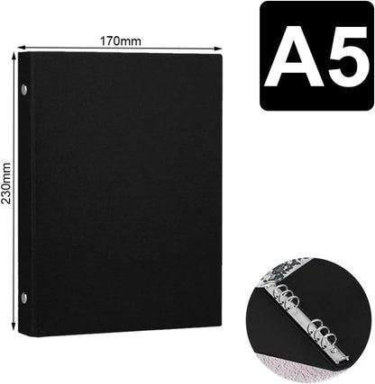 A5 Binder 6 Ring, A5 Binder, 2pcs Kraft Paper 6 Round Ring Binder Cover Protector for Journal Note Book Carrying Around Notes (A5-6Ring)