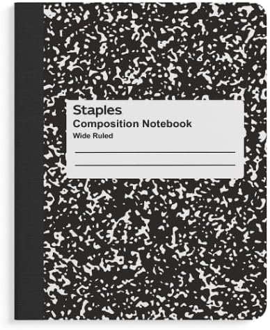 STAPLES Composition Notebook, 9.75” x 7.5”, Wide Ruled, 100 Sheets, Green Cover