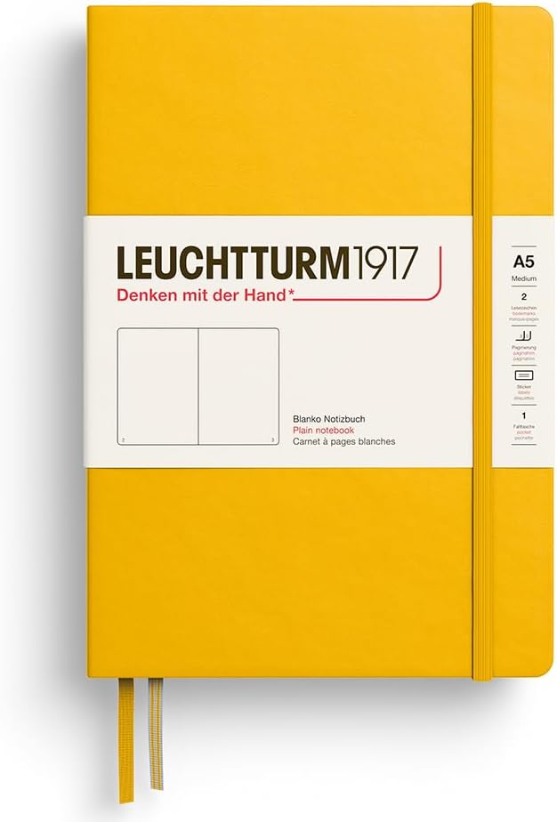 LEUCHTTURM1917 - Notebook Hardcover Medium A5-251 Numbered Pages for Writing and Journaling - Thinking Ahead (Plain Paper, Spice Brown)