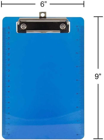 JAM PAPER Small Plastic Memo Clipboards with Low Profile Metal Clip - Mini (6 x 9) - Blue - Clip Board Sold Individually