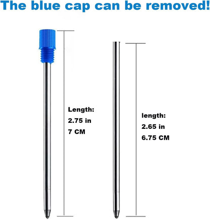MengRan 2.75'' Mini D1 Ballpoint Ink Pen Refills for Twist Pens, Compatible with Swarovski Pen Refills (Blue Ink,Pack of 10)