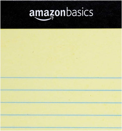 Amazon Basics Wide Ruled Lined Writing Note Pads with Sturdy Back, 8.5" x 11.75", Multicolor, 6-Pack, 300 Sheets, Perforated