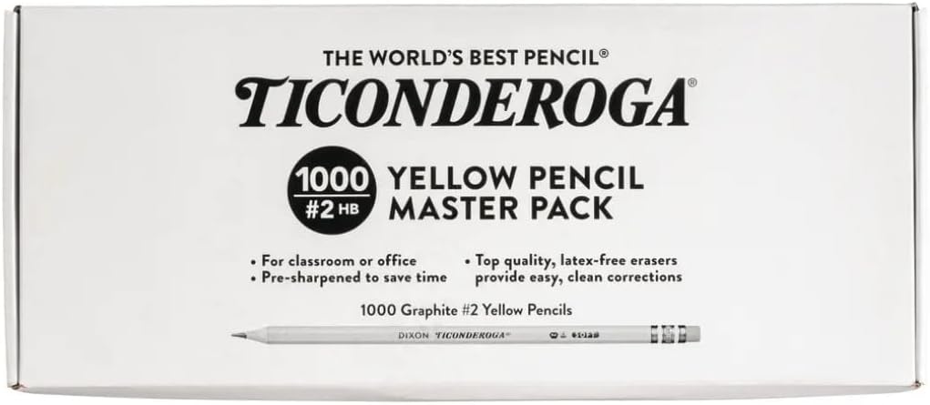 Ticonderoga Wood-Cased Pencils, Pre-Sharpened, 2 HB Soft, Yellow, 72 Count