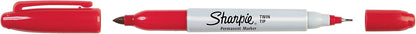 Sharpie Twin Tip Permanent Markers, Fine and Ultra Fine, Black, 12 Count