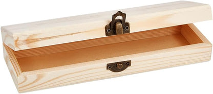 OLYCRAFT Unfinished Wood Box Jewelry Box Unfinished Wooden Artist Tool And Brush Storage Box Wood Pencil Box Small Case with Locking Clasp for Crafting Valentine's Day Easter Decoration