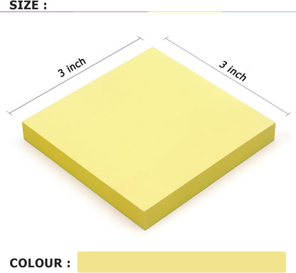 Sticky Notes 3x3 Self-Stick Notes Bright Colors Sticky Notes 4 Pads 100 Sheets/Pad (Yellow)