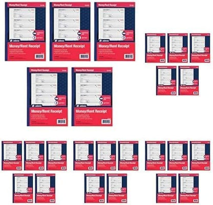 Adams Money and Rent Receipt Books, 3-Part Carbonless, 7-5/8" x 10-7/8", Bound Wraparound Cover, 100 Sets per Book, 4 Receipts per Page, 5 Books per Pack (TC1182-5)