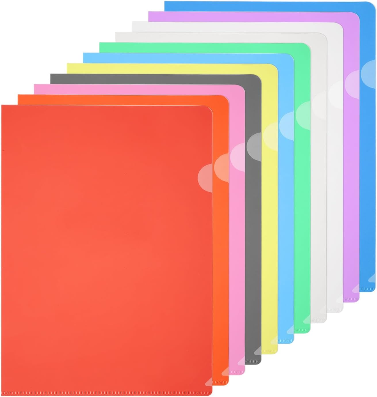 PATIKIL A4 Plastic Folders, 40 Pack Clear Folders L Type Project Pockets Paper Document Jacket Sleeves L Shaped Transparent for Documents Plastic Office File, 8.7x12.2in, Red