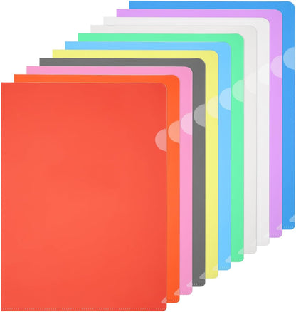 PATIKIL A4 Plastic Folders, 40 Pack Clear Folders L Type Project Pockets Paper Document Jacket Sleeves L Shaped Transparent for Documents Plastic Office File, 8.7x12.2in, Red