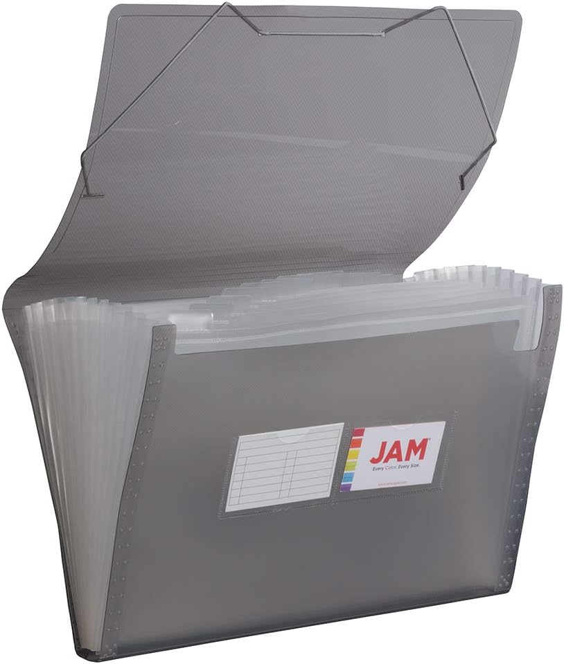 JAM Paper Accordion Folders - 13 Pocket Plastic Expanding File - Legal Size - 10 x 15 - Red - Sold Individually