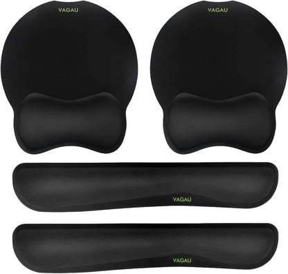 VAGAU Premium Keyboard Wrist Rest and Mouse Pad Wrist Support, Ergonomic Memory Foam Set for Office, Laptop, Mac, Computer and Gaming, Comfortable Typing &Wrist Pain Relief (2 Pack)