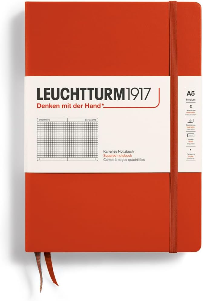 LEUCHTTURM1917 - Notebook Hardcover Medium A5-251 Numbered Pages for Writing and Journaling (Navy, Ruled)