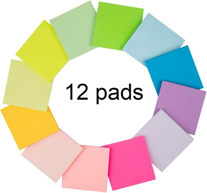 (24 Pads) Sticky Notes 3x3 Inches,Bright Colors Self-Stick Pads, Easy to Post for Home, Office, Notebook
