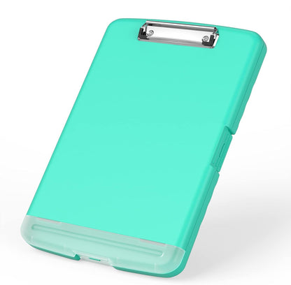 Rimilak Plastic Clipboard with Storage, 8.5 x 11 High Capacity Folio Nursing Case with Pen Holder, Size 14.2 x 9.6 x 1.2″ Folder Side-Opening for Classroom, Teacher, Smooth Writing, Dark Green