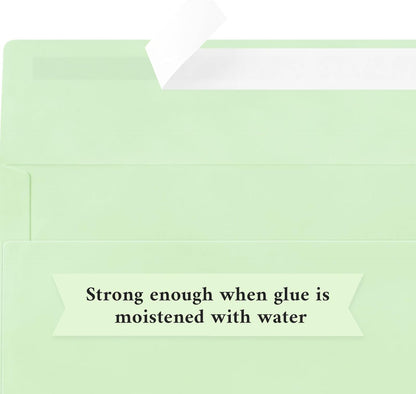 50 Pack #10 Business Envelopes, Sage Green Standard Envelopes Self Seal, Letter Size Mailing Envelopes for Checks Letters Invoices Statements Birthday Graduation Wedding, 4 1/8 x 9 1/2 Inch