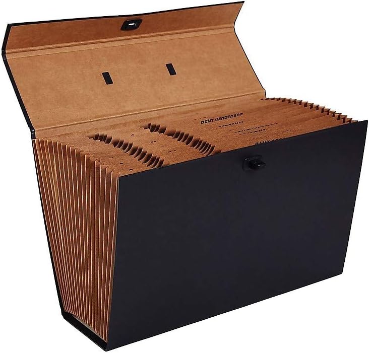 Staples Expanding File with A‑Z Index, Legal Size, 19‑Pocket Accordion Organizer, Durable Black Construction