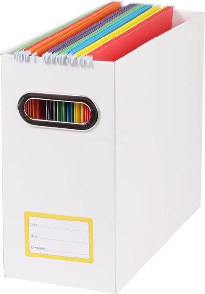 Collapsible File Organizer Box with Handle, Filing Organizer for Home or Office, Small Portable File Box(1 Pack, White)