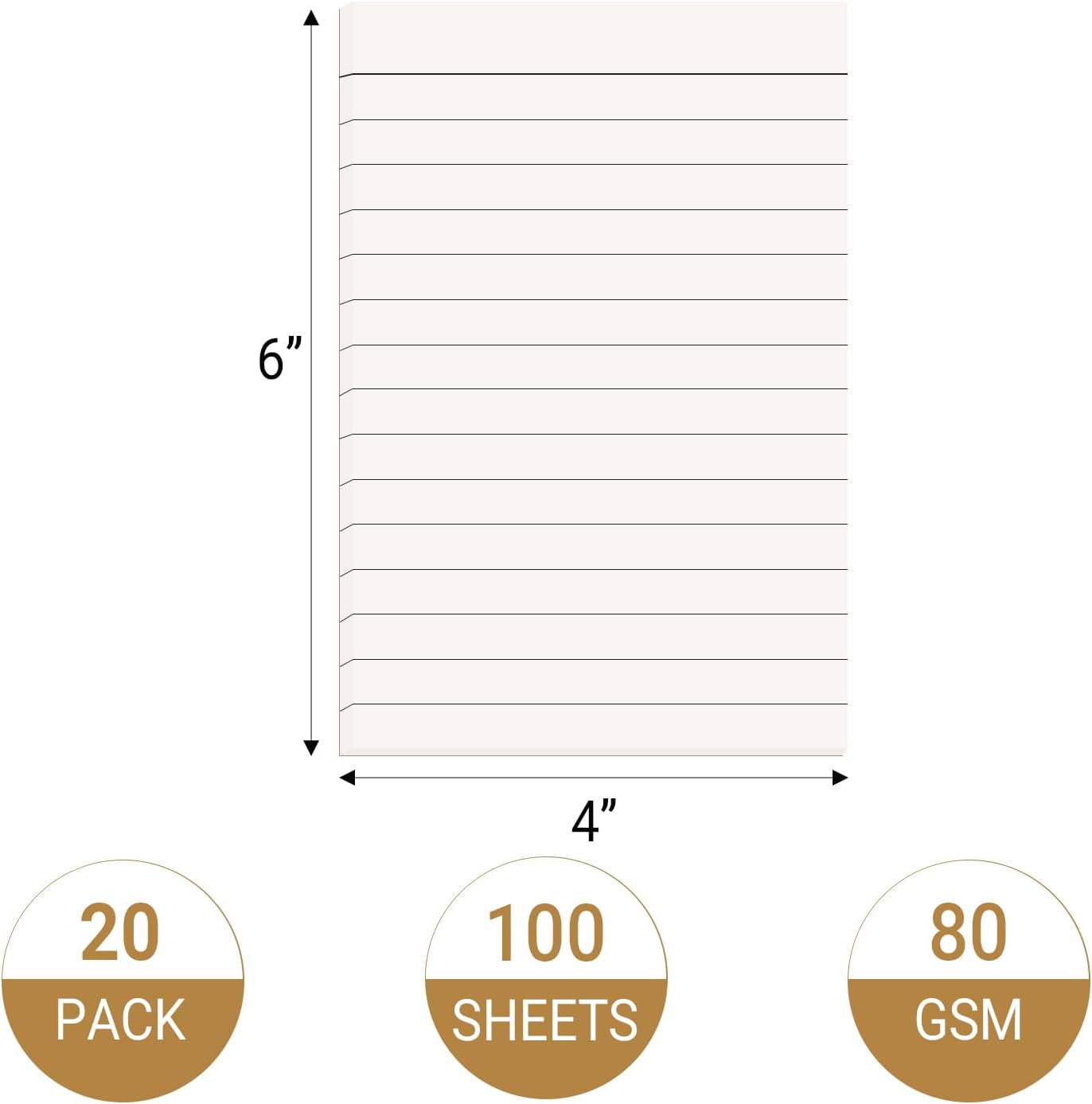 zmybcpack 20 Pack Lined Memo Pads 4”x6” Note Pads - 100 Sheets Each Lined Paper Notepad- Small Memo Scratch Pad Writing Pads(Double Sided Printed)