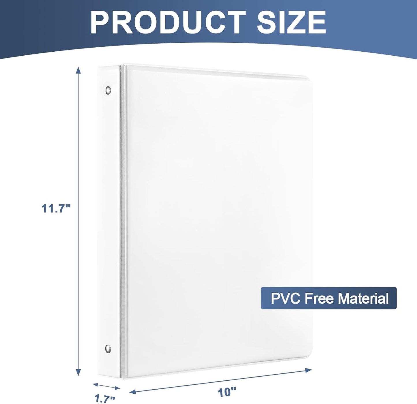 1 inch 3-Ring Binder, 1" Round Ring Binder with 2 Interior Pockets, Holds 200 Sheets US Letter Size 8.5'' x 11'', Clear View Binders for Office, Home, and School (White,8-Pack)