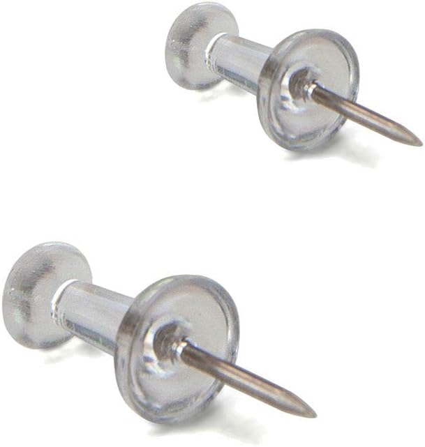 U Brands Push Pins, Clear Plastic Head Thumbtacks, Steel Point, 200-Count