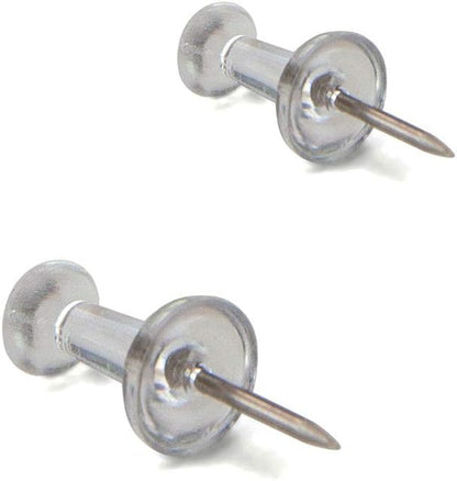 U Brands Push Pins, Clear Plastic Head Thumbtacks, Steel Point, 200-Count