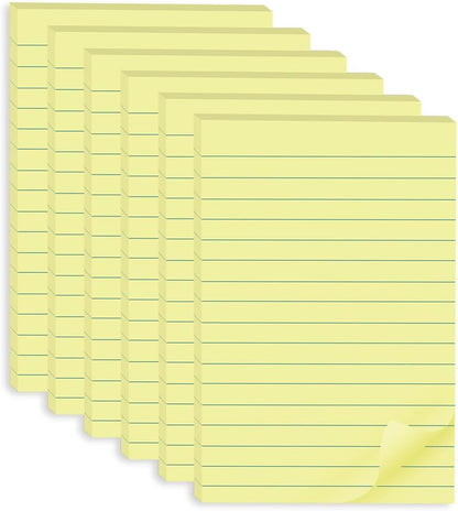 (12 Pack) Lined Sticky Notes 4x6 in,Yellow Large Notepads with Lines,Ruled Stickies Super Sticking Power,Office School Memo Note Pads,Post on Windows Doors,Recyclable,Easy to Write on,Hold Well