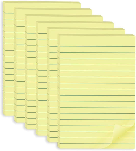 (12 Pack) Lined Sticky Notes 4x6 in,Yellow Large Notepads with Lines,Ruled Stickies Super Sticking Power,Office School Memo Note Pads,Post on Windows Doors,Recyclable,Easy to Write on,Hold Well
