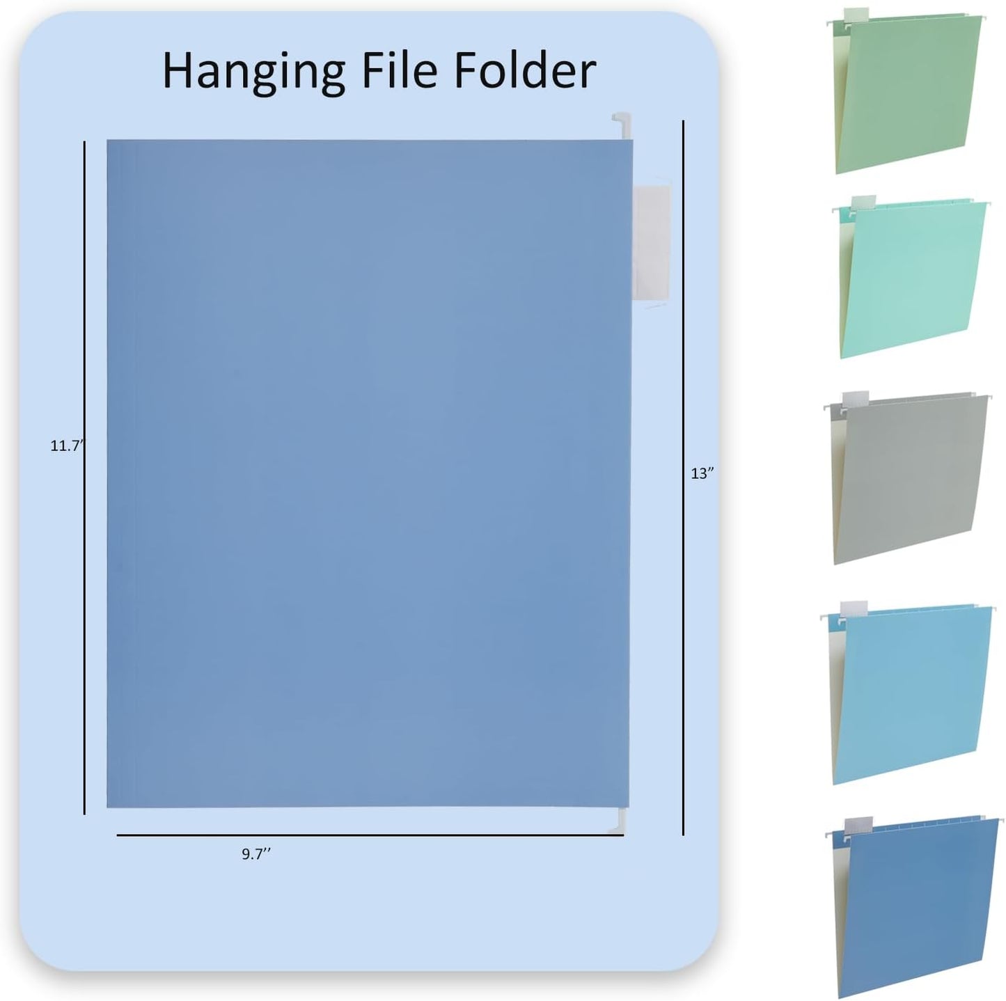 6 Pack Hanging Folder File Cabinet Organizer Letter Size 1/5 Cut Adjustable Label Decoration Home Office School Classroom, Green