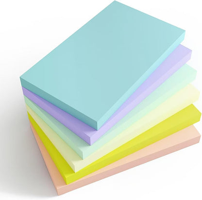 480 Sheets 3 in x 5 in Large Sticky Notes, 76 x 127 mm 6 Pads Assorted Self-Stick Pads for Notebook,Office,School and Home,80 Sheets/Pad (6 Pads Brillant)