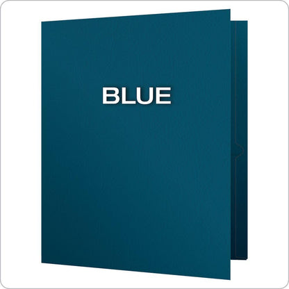 Oxford Twin-Pocket Folders, Textured Paper, Letter Size, Dark Blue, Holds 100 Sheets, Box of 25 (57538EE)
