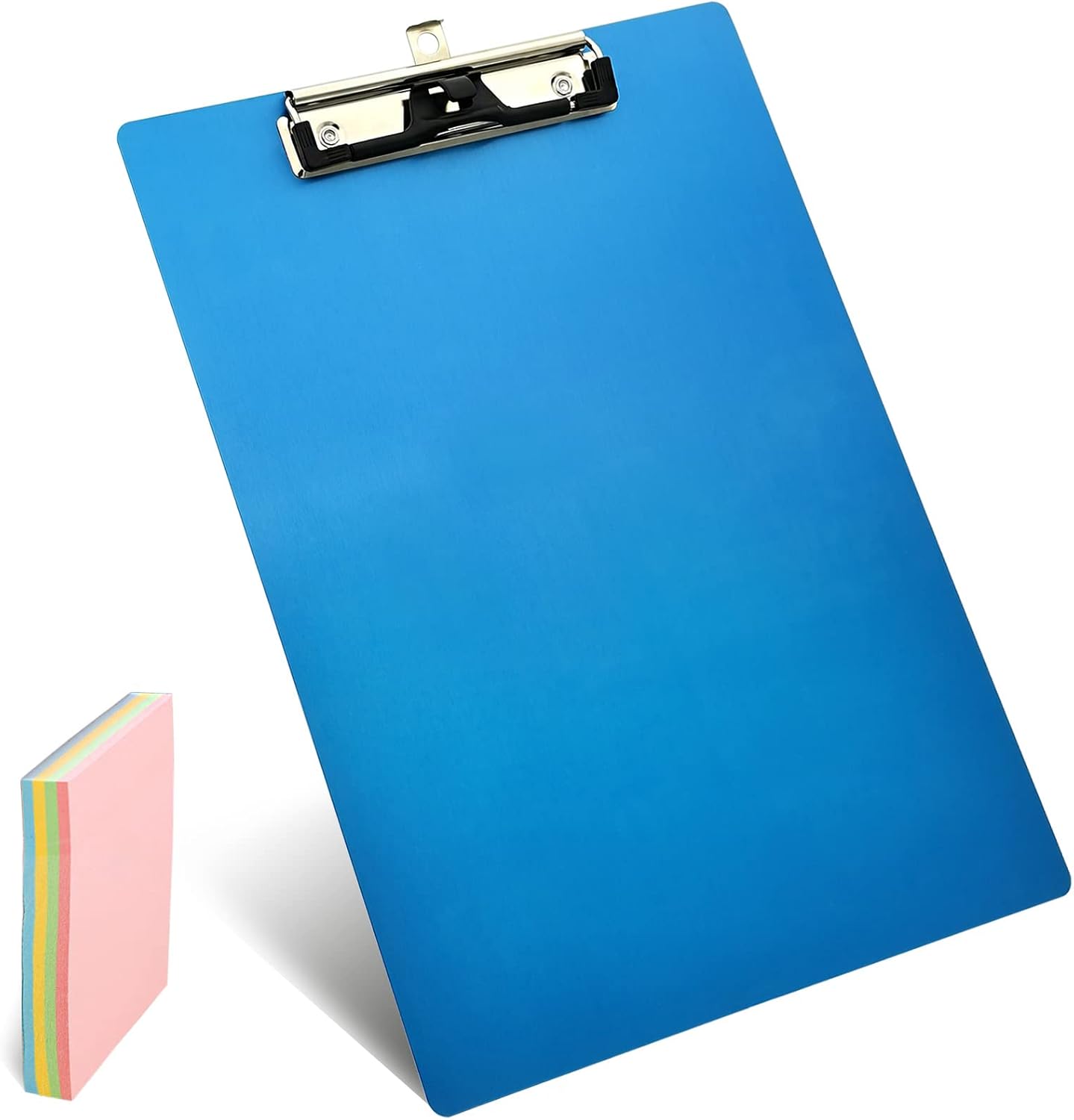 Aluminum Metal Clipboard Stainless Hangable Pen Holder Low-Profile Clip Board Size A4 9" x 12.6" with Sticky Note for School Office Business Medical Professionals Workshop Factory (Pink, Aluminum-A4)